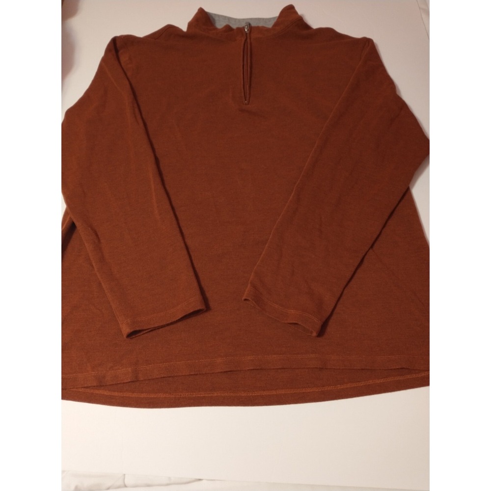 Mizzen + Main Pullover Men's XXL Burnt Orange Quarter Zip Mock Sweater Golf...